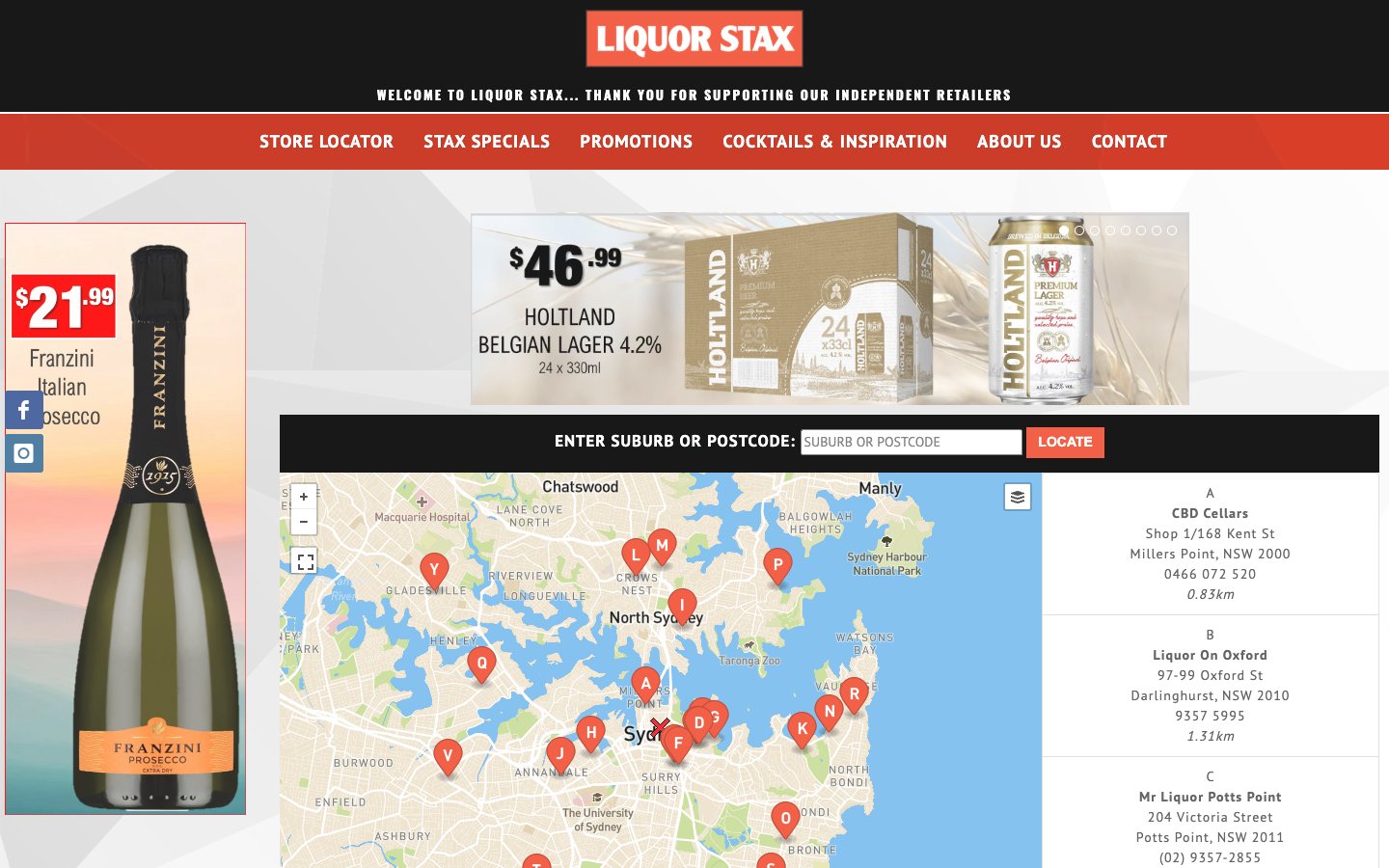 Liquor Stax website homepage