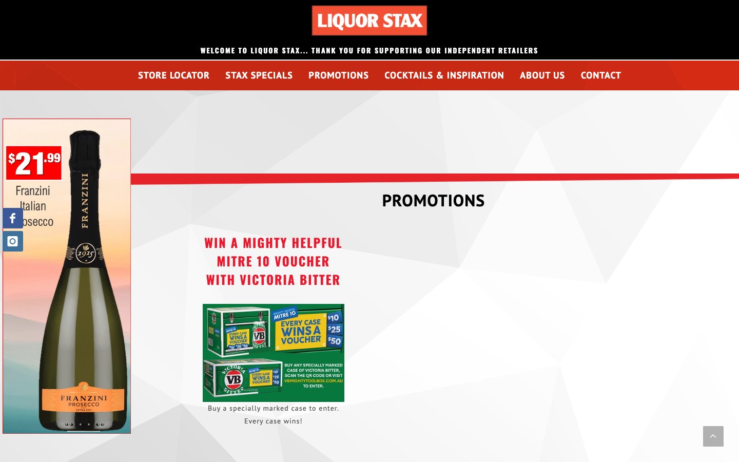 Liquor Stax website content